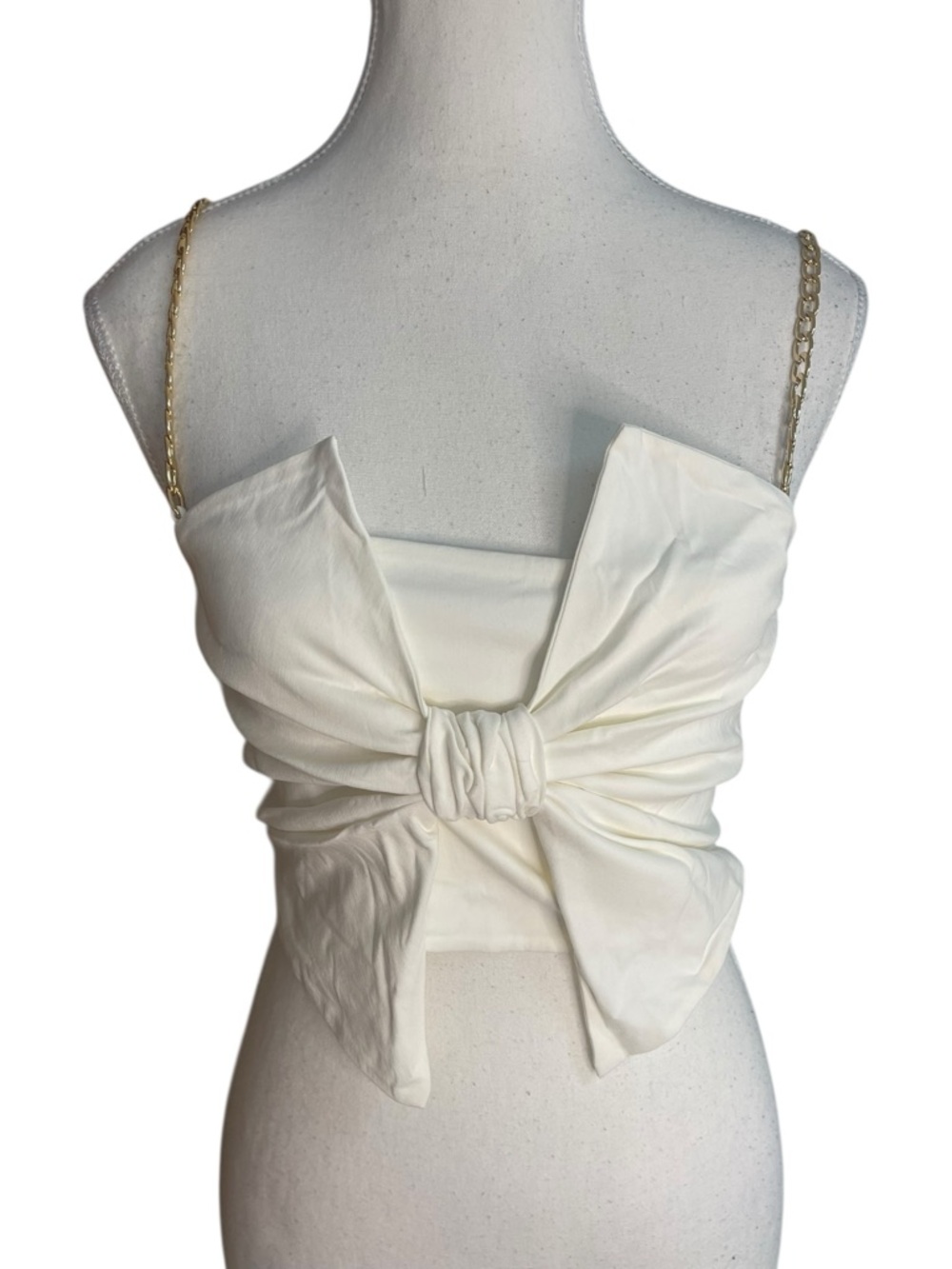 Zara Chain Strap Crop Top White